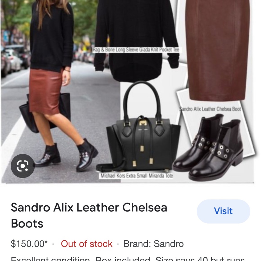Sandros Alix Black Chelsea Boots With Silver Studd Hardware - Picture 5 of 5